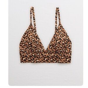 Aerie Leopard Longline Triangle Bikini Top - XL